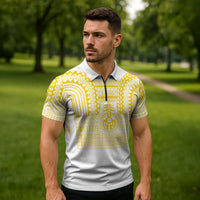 Philippines Filipinos Zipper Polo Shirt Igorot Tribal Pattern White LT05 - Polynesian Pride