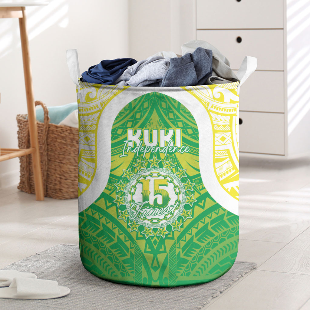 Kuki Independence 2026 Laundry Basket Cook Islands 15 Finest Green Version LT05 Green - Polynesian Pride