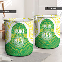 Kuki Independence 2026 Laundry Basket Cook Islands 15 Finest Green Version LT05 - Polynesian Pride