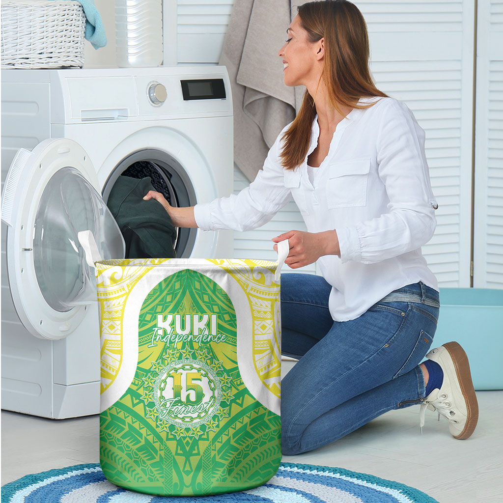 Kuki Independence 2026 Laundry Basket Cook Islands 15 Finest Green Version LT05 - Polynesian Pride