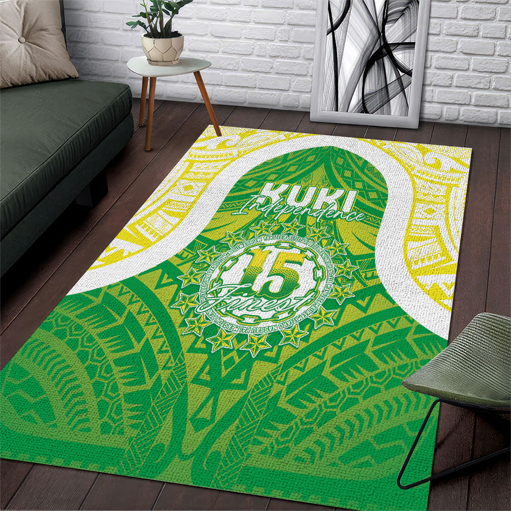 Kuki Independence 2026 Area Rug Cook Islands 15 Finest Green Version LT05 Green - Polynesian Pride