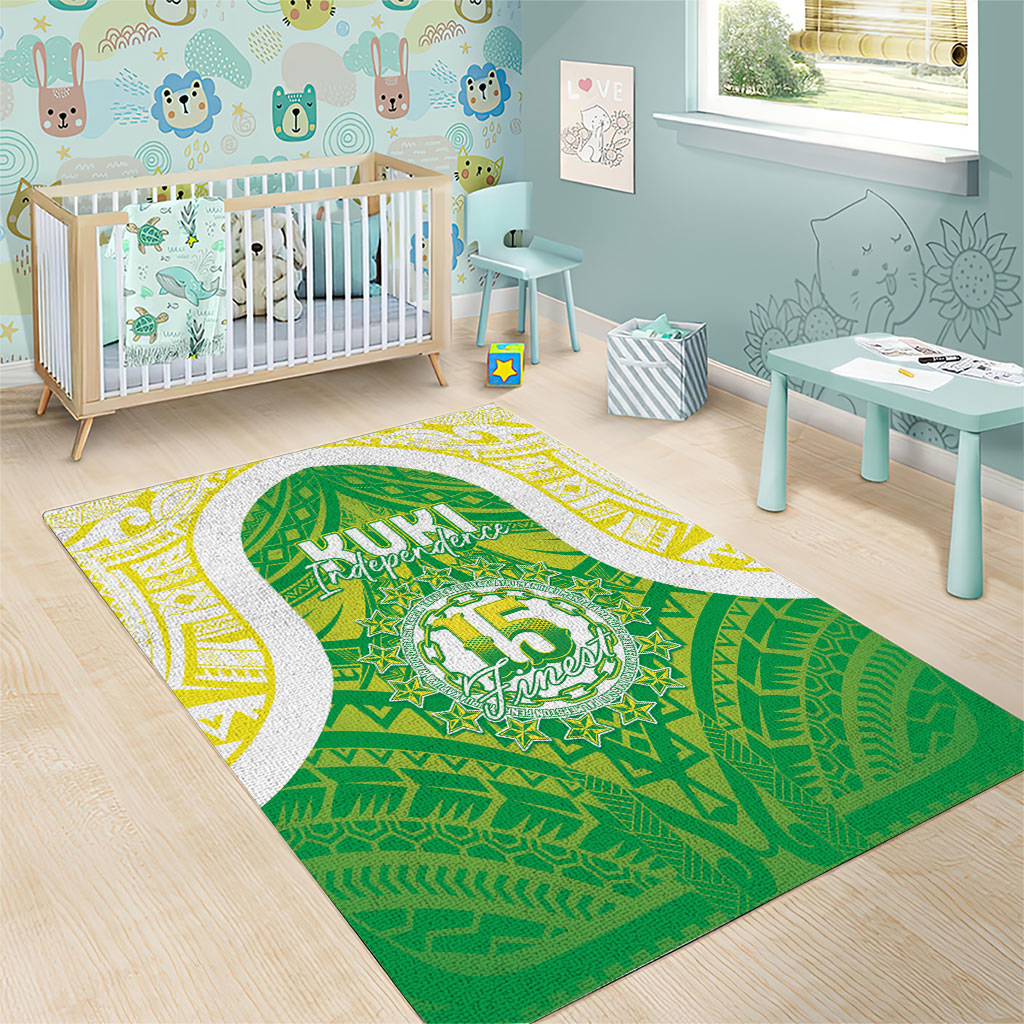 Kuki Independence 2026 Area Rug Cook Islands 15 Finest Green Version LT05 - Polynesian Pride