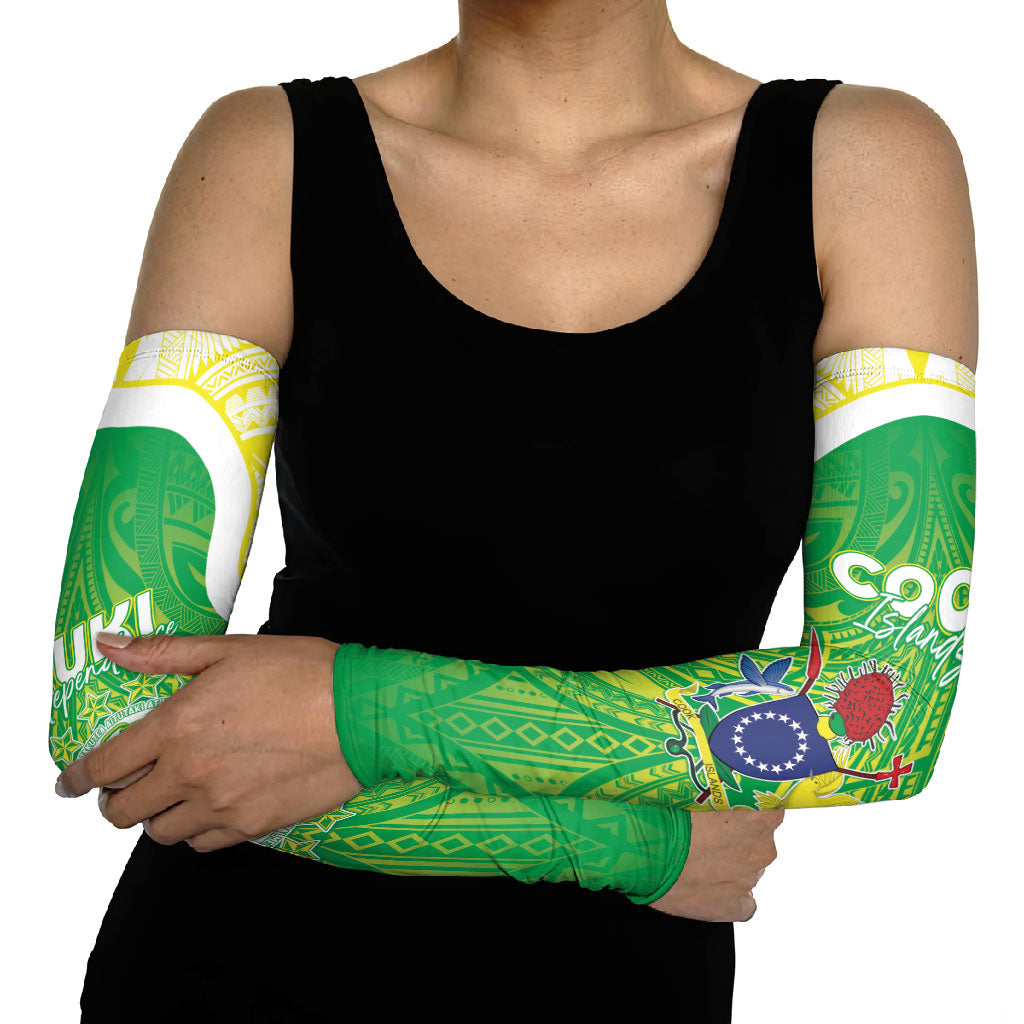Kuki Independence 2026 Arm Sleeves Cook Islands 15 Finest Green Version LT05 - Polynesian Pride
