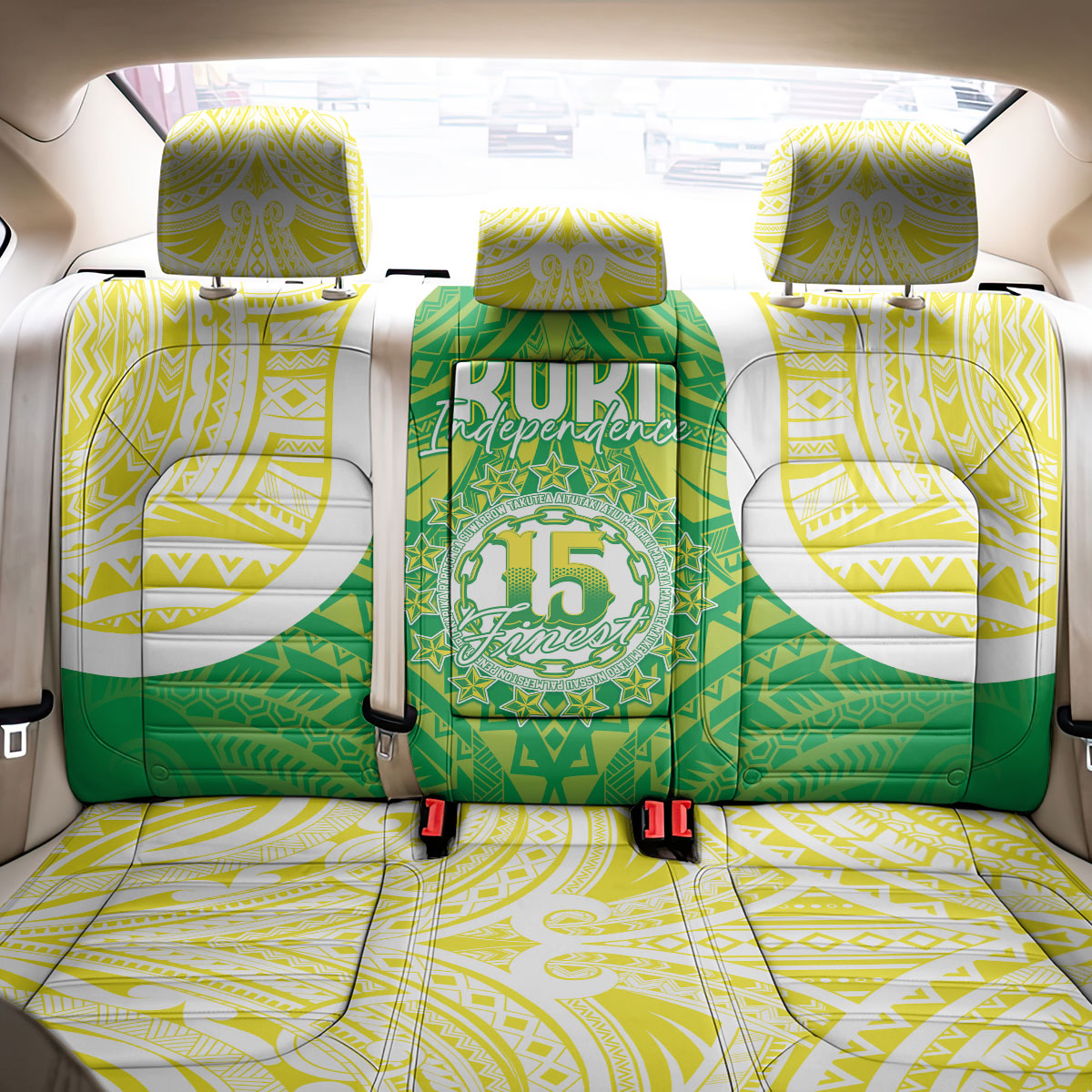 Kuki Independence 2026 Back Car Seat Cover Cook Islands 15 Finest Green Version LT05 - Polynesian Pride