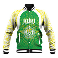 Kuki Independence 2026 Baseball Jacket Cook Islands 15 Finest Green Version LT05 Unisex Green - Polynesian Pride