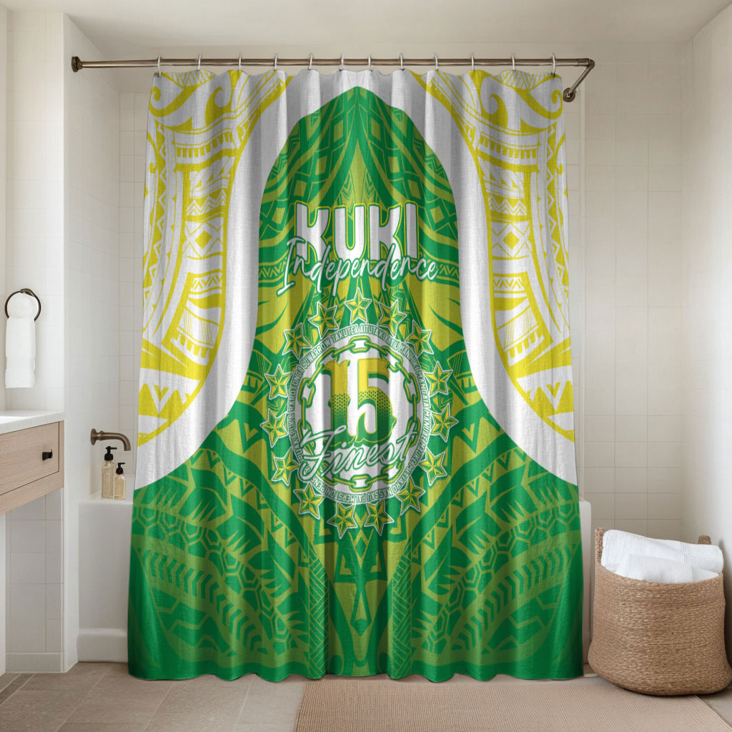 Kuki Independence 2026 Bathroom Set Cook Islands 15 Finest Green Version LT05 Shower Curtain Only Green - Polynesian Pride