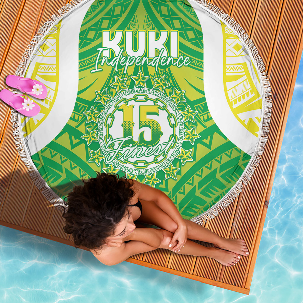 Kuki Independence 2026 Beach Blanket Cook Islands 15 Finest Green Version LT05 - Polynesian Pride