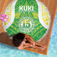 Kuki Independence 2026 Beach Blanket Cook Islands 15 Finest Green Version LT05 - Polynesian Pride