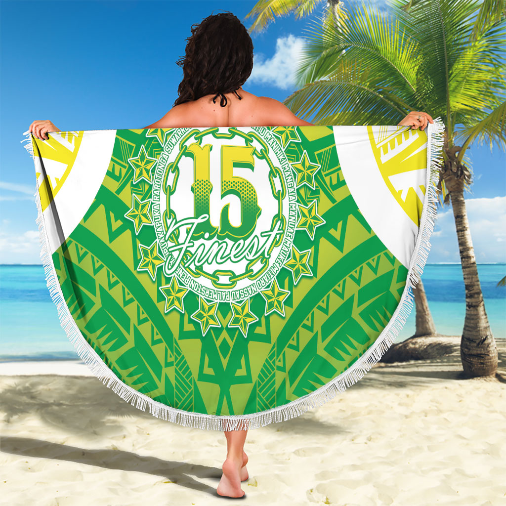 Kuki Independence 2026 Beach Blanket Cook Islands 15 Finest Green Version LT05 - Polynesian Pride