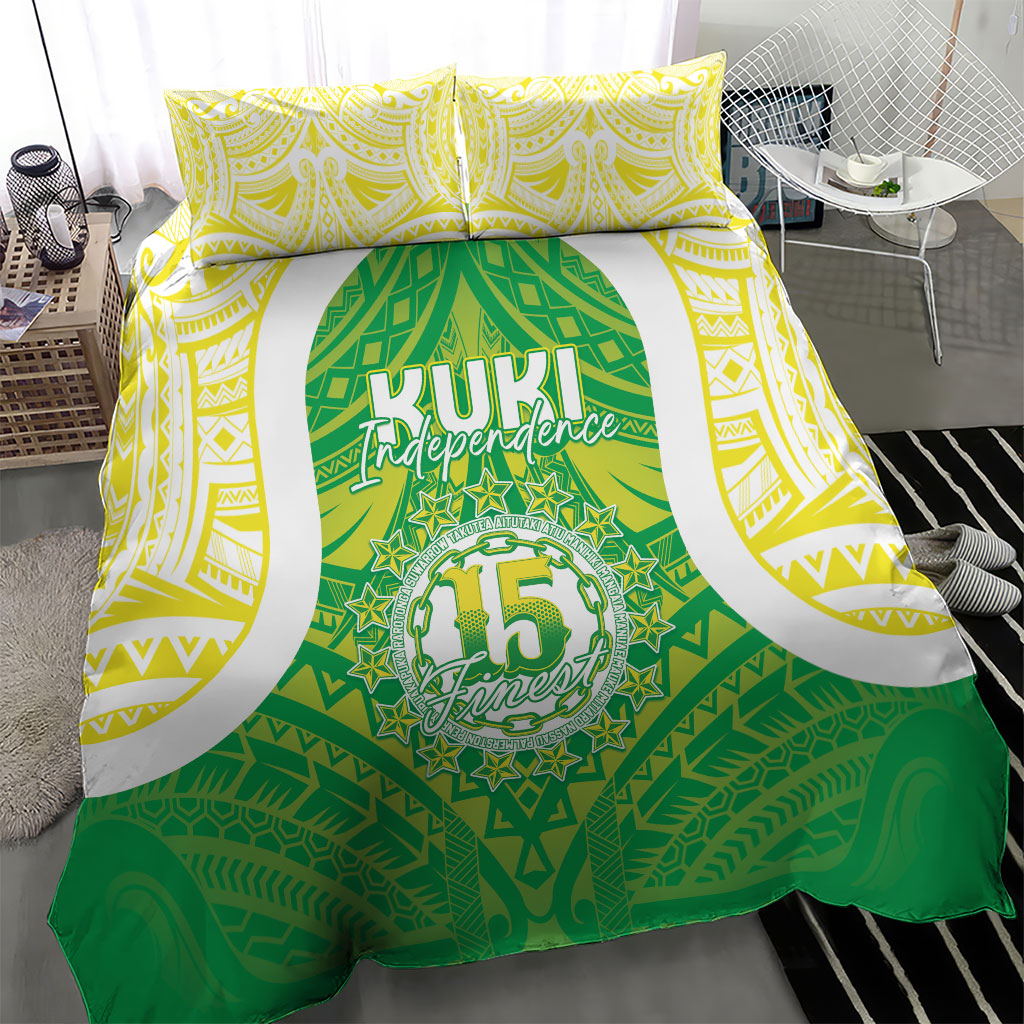 Kuki Independence 2026 Bedding Set Cook Islands 15 Finest Green Version LT05 - Polynesian Pride