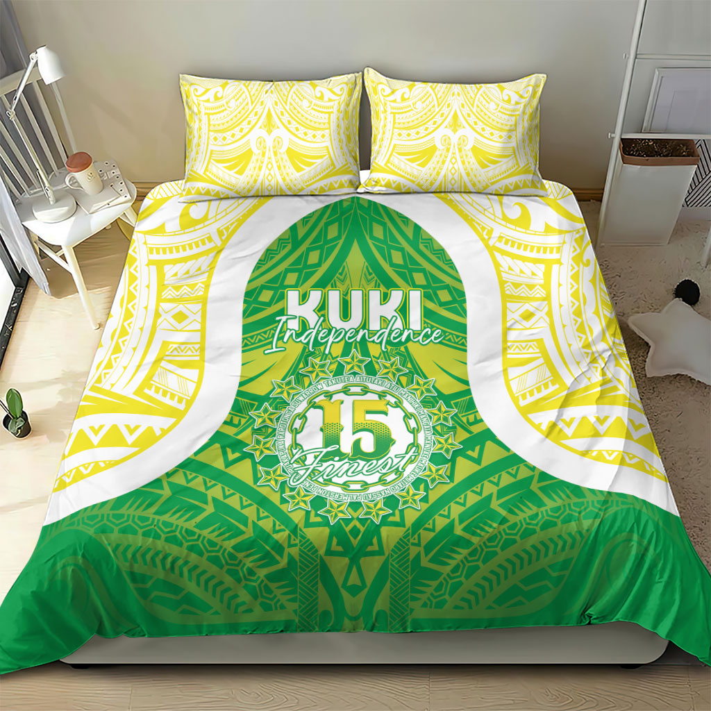 Kuki Independence 2026 Bedding Set Cook Islands 15 Finest Green Version LT05 - Polynesian Pride