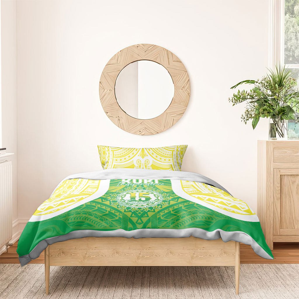 Kuki Independence 2026 Bedding Set Cook Islands 15 Finest Green Version LT05 - Polynesian Pride