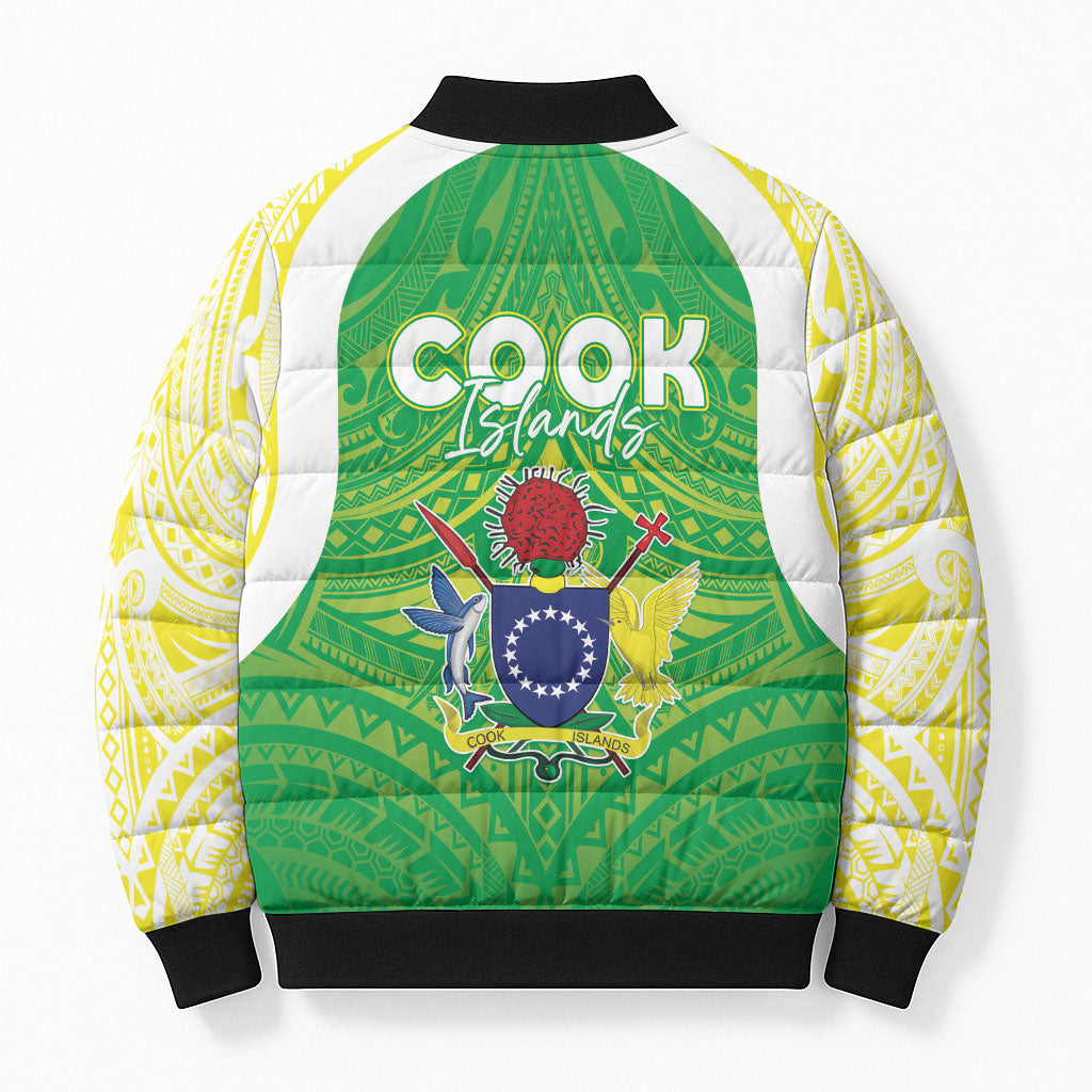 Kuki Independence 2026 Bomber Puffer Jacket Cook Islands 15 Finest Green Version LT05 - Polynesian Pride
