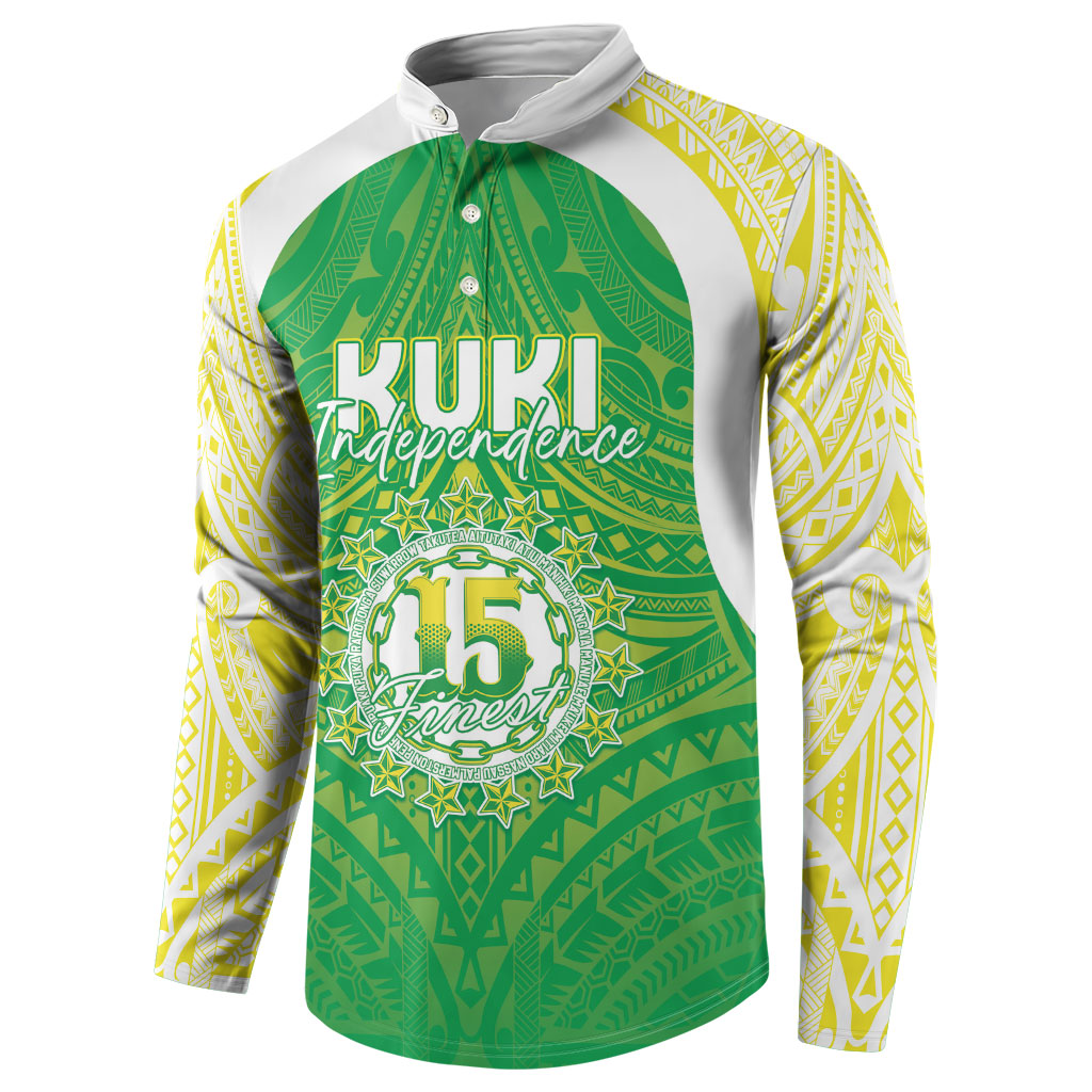 Kuki Independence 2026 Button Sweatshirt Cook Islands 15 Finest Green Version LT05 - Polynesian Pride