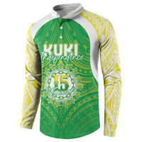 Kuki Independence 2026 Button Sweatshirt Cook Islands 15 Finest Green Version LT05 - Polynesian Pride