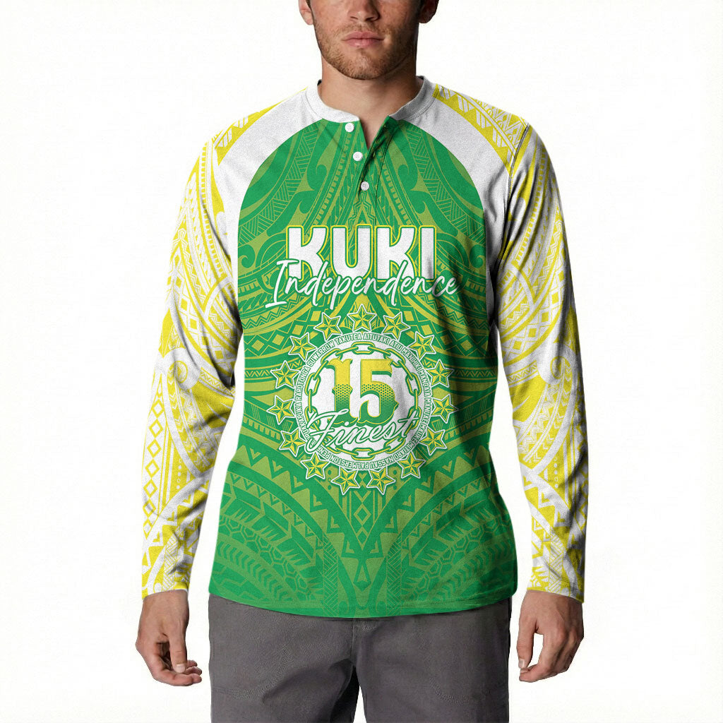 Kuki Independence 2026 Button Sweatshirt Cook Islands 15 Finest Green Version LT05 - Polynesian Pride
