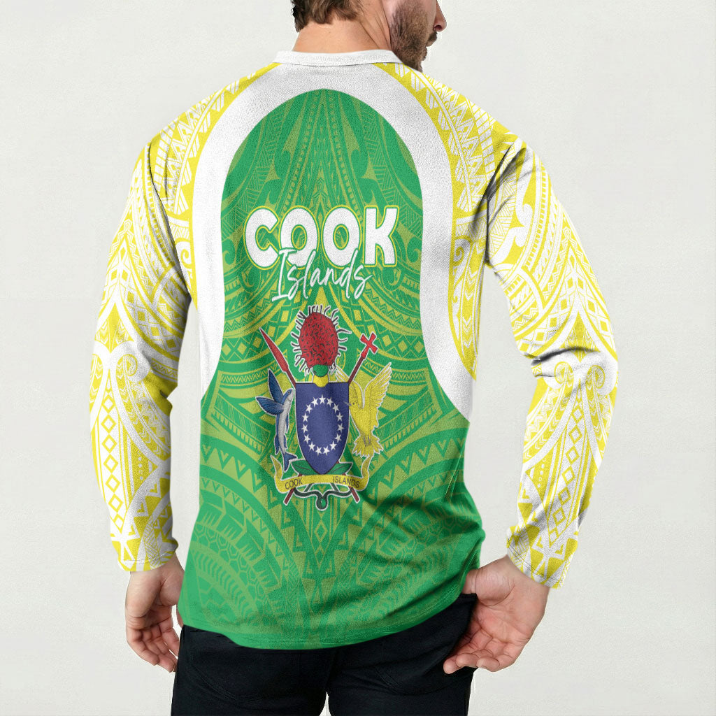 Kuki Independence 2026 Button Sweatshirt Cook Islands 15 Finest Green Version LT05 - Polynesian Pride