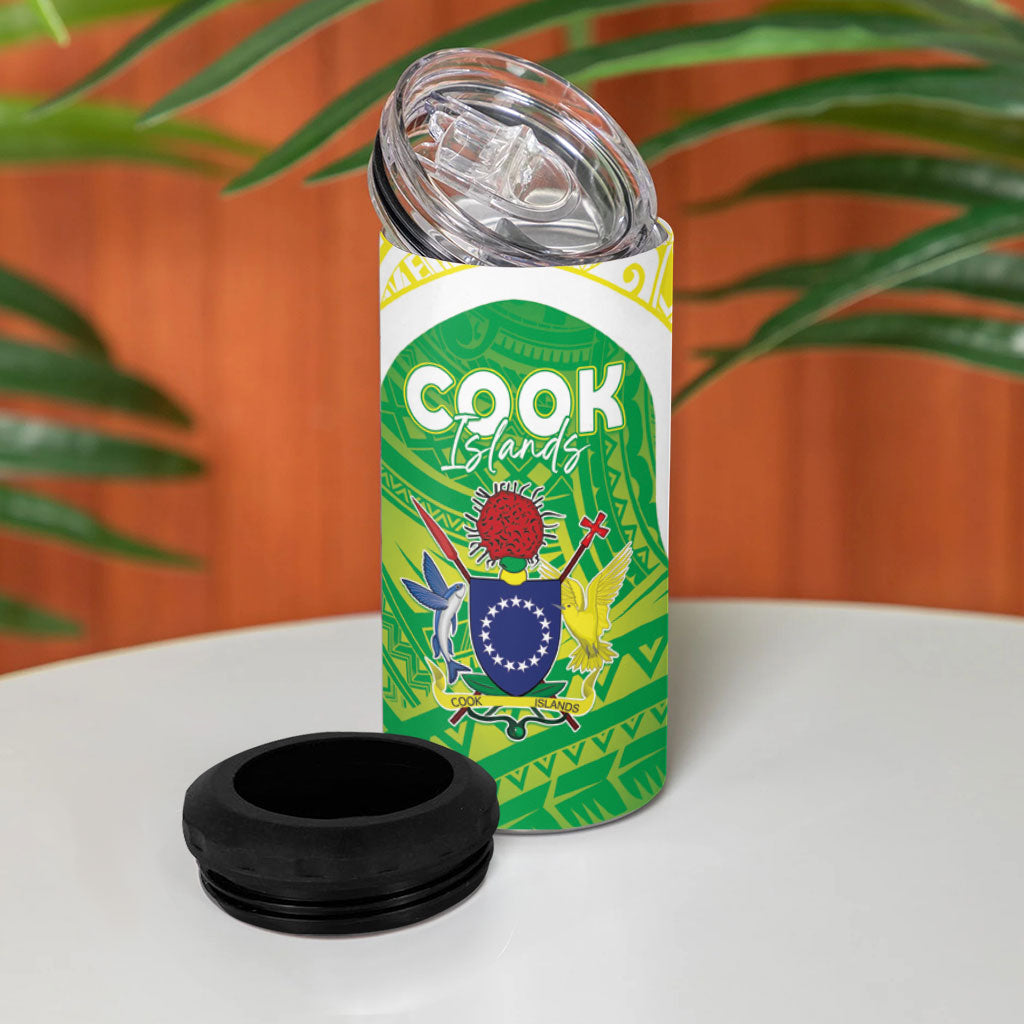 Kuki Independence 2026 4 in 1 Can Cooler Tumbler Cook Islands 15 Finest Green Version LT05 - Polynesian Pride