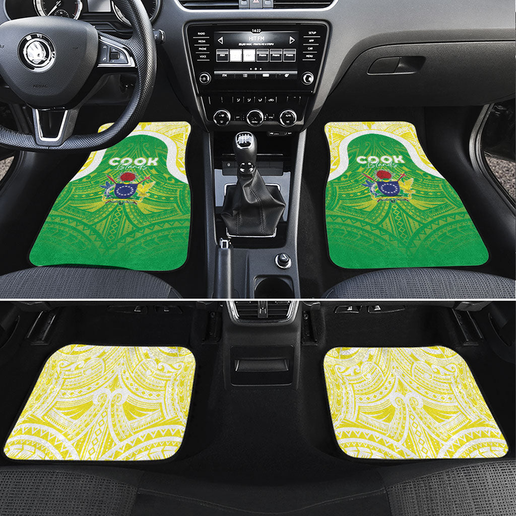 Kuki Independence 2026 Car Mats Cook Islands 15 Finest Green Version LT05 Set 4pcs Green - Polynesian Pride