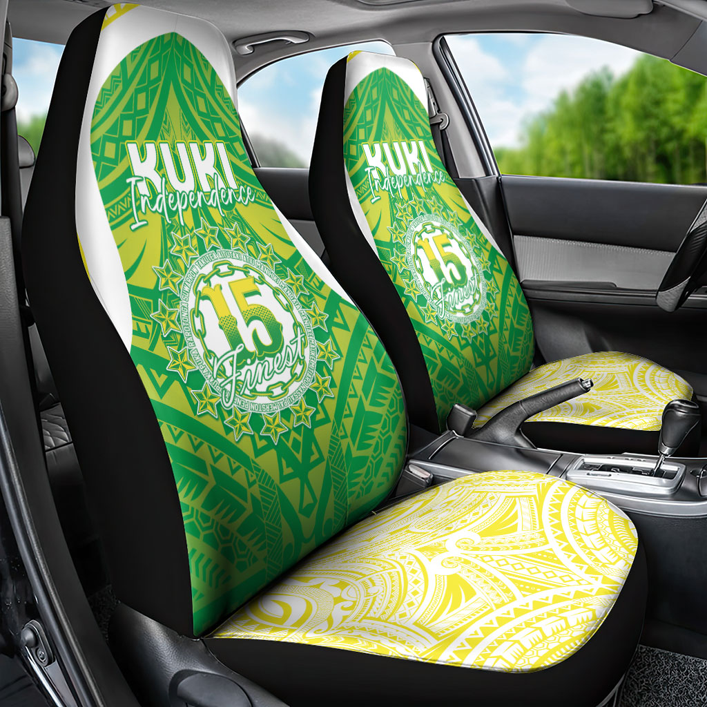 Kuki Independence 2026 Car Seat Cover Cook Islands 15 Finest Green Version LT05 - Polynesian Pride