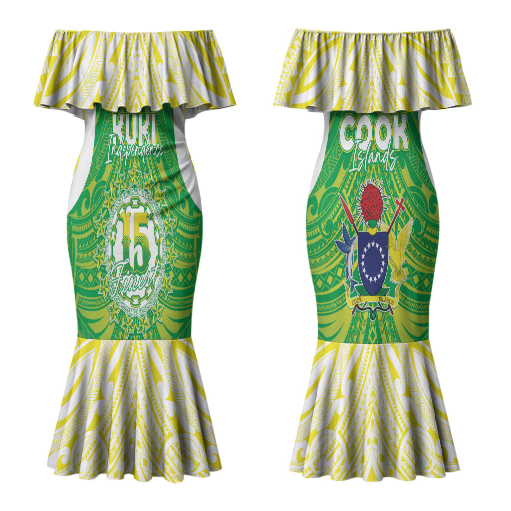 Kuki Independence 2026 Couples Matching Mermaid Dress and Long Sleeve Button Shirt Cook Islands 15 Finest Green Version LT05 - Polynesian Pride