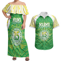 Kuki Independence 2026 Couples Matching Off Shoulder Maxi Dress and Hawaiian Shirt Cook Islands 15 Finest Green Version LT05 Green - Polynesian Pride