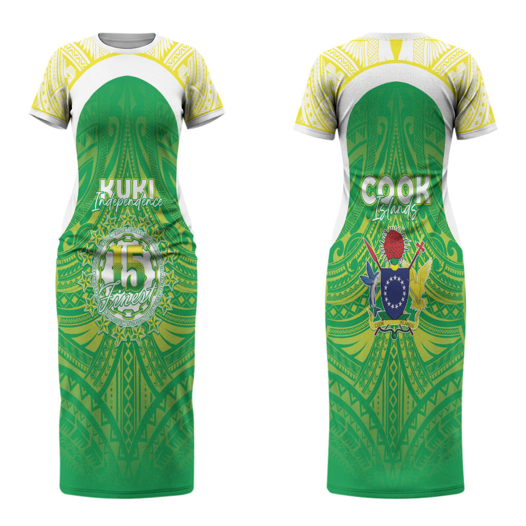 Kuki Independence 2026 Couples Matching Short Sleeve Bodycon Dress and Long Sleeve Button Shirt Cook Islands 15 Finest Green Version LT05 - Polynesian Pride