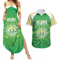 Kuki Independence 2026 Couples Matching Summer Maxi Dress and Hawaiian Shirt Cook Islands 15 Finest Green Version LT05 Green - Polynesian Pride