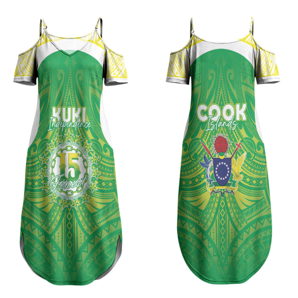 Kuki Independence 2026 Couples Matching Summer Maxi Dress and Hawaiian Shirt Cook Islands 15 Finest Green Version LT05 - Polynesian Pride