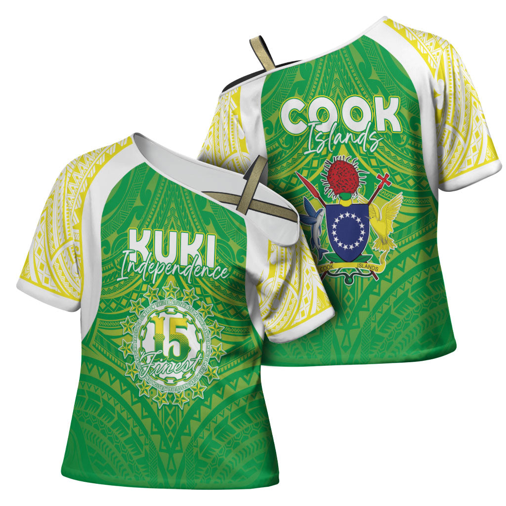 Kuki Independence 2026 Cross Shoulder Shirt Cook Islands 15 Finest Green Version LT05 - Polynesian Pride