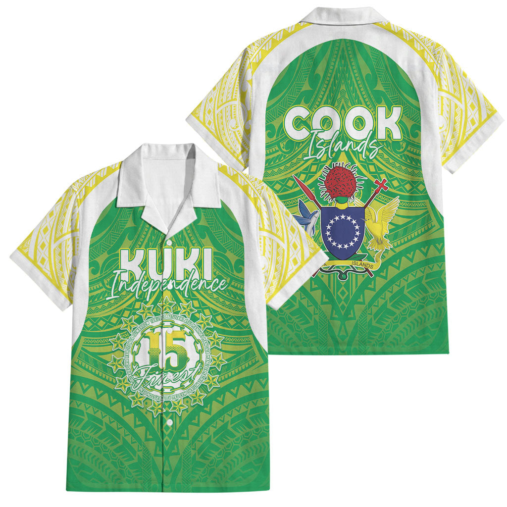 Kuki Independence 2026 Family Matching Off Shoulder Maxi Dress and Hawaiian Shirt Cook Islands 15 Finest Green Version LT05 Dad's Shirt - Short Sleeve Green - Polynesian Pride