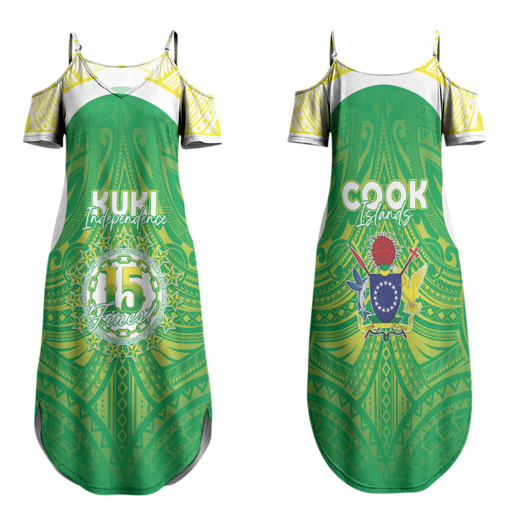 Kuki Independence 2026 Family Matching Summer Maxi Dress and Hawaiian Shirt Cook Islands 15 Finest Green Version LT05 Mom's Dress Green - Polynesian Pride