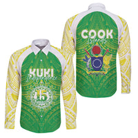 Kuki Independence 2026 Family Matching Summer Maxi Dress and Hawaiian Shirt Cook Islands 15 Finest Green Version LT05 Dad's Shirt - Long Sleeve Green - Polynesian Pride
