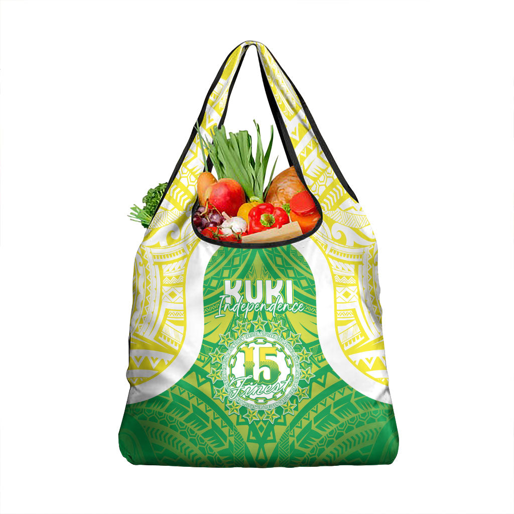Kuki Independence 2026 Grocery Bag Cook Islands 15 Finest Green Version LT05 1-pack One Size Green - Polynesian Pride