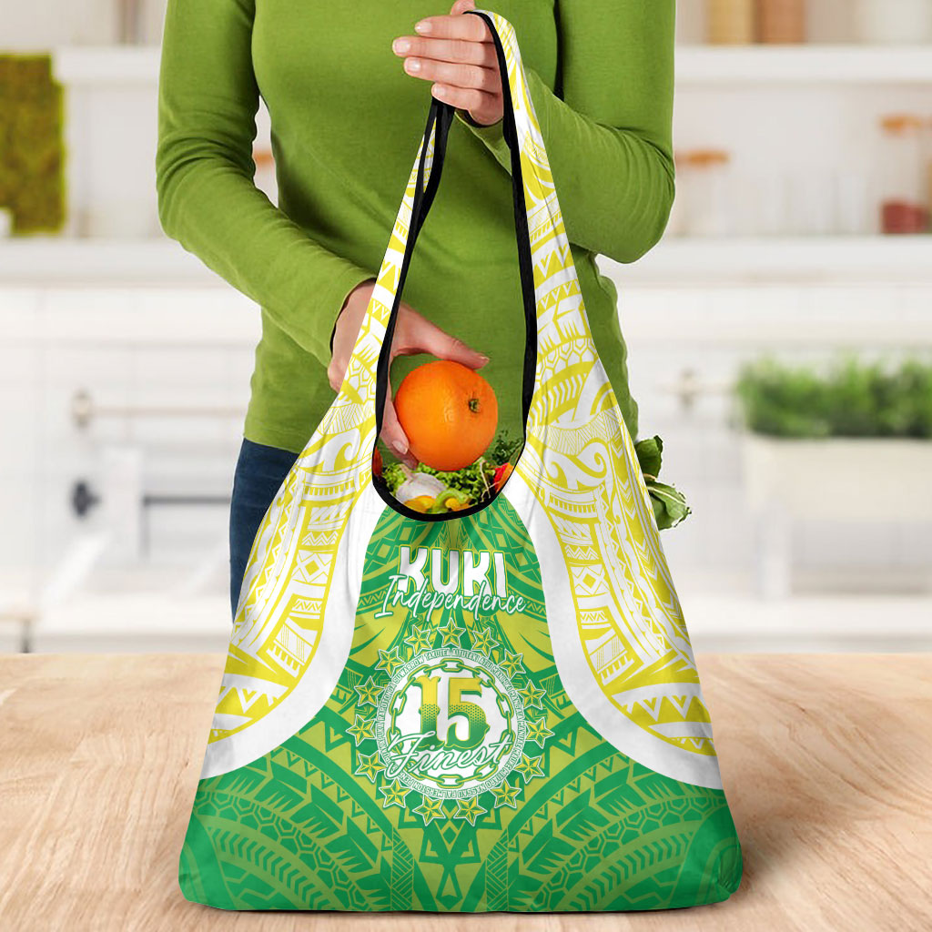 Kuki Independence 2026 Grocery Bag Cook Islands 15 Finest Green Version LT05 - Polynesian Pride