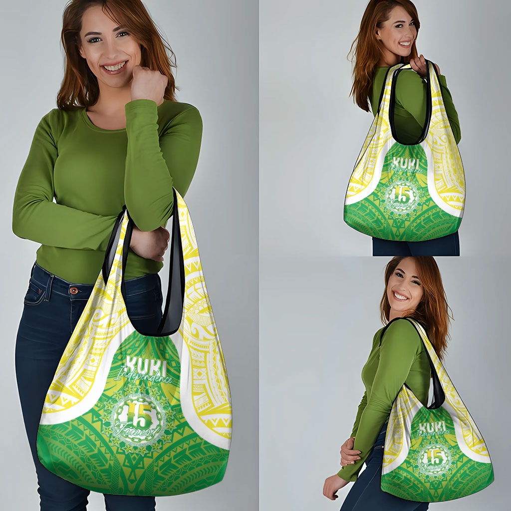 Kuki Independence 2026 Grocery Bag Cook Islands 15 Finest Green Version LT05 - Polynesian Pride