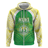 Kuki Independence 2026 Hoodie Cook Islands 15 Finest Green Version LT05 Zip Hoodie Green - Polynesian Pride