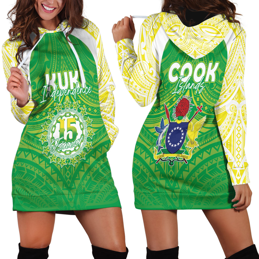 Kuki Independence 2026 Hoodie Dress Cook Islands 15 Finest Green Version LT05 - Polynesian Pride