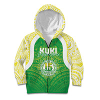 Kuki Independence 2026 Kid Hoodie Cook Islands 15 Finest Green Version LT05 Zip Hoodie Green - Polynesian Pride