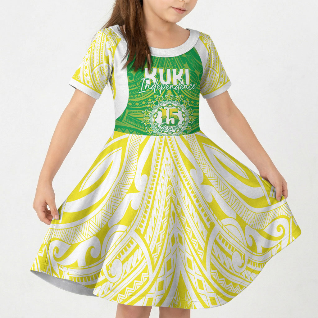 Kuki Independence 2026 Kid Short Sleeve Dress Cook Islands 15 Finest Green Version LT05 KID Green - Polynesian Pride