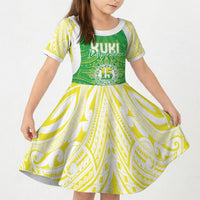 Kuki Independence 2026 Kid Short Sleeve Dress Cook Islands 15 Finest Green Version LT05 KID Green - Polynesian Pride