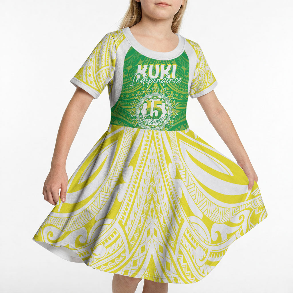 Kuki Independence 2026 Kid Short Sleeve Dress Cook Islands 15 Finest Green Version LT05 - Polynesian Pride