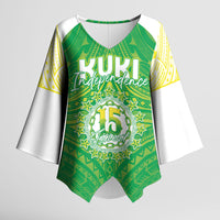 Kuki Independence 2026 Kimono Sleeve Blouse Cook Islands 15 Finest Green Version LT05 Female Green - Polynesian Pride