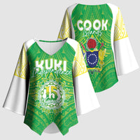 Kuki Independence 2026 Kimono Sleeve Blouse Cook Islands 15 Finest Green Version LT05 - Polynesian Pride