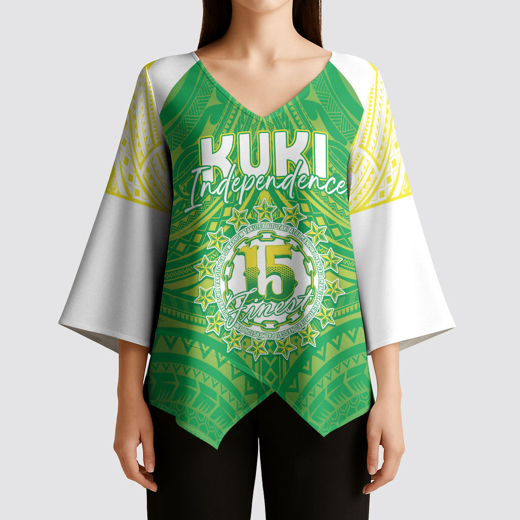 Kuki Independence 2026 Kimono Sleeve Blouse Cook Islands 15 Finest Green Version LT05 - Polynesian Pride