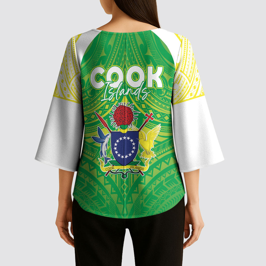 Kuki Independence 2026 Kimono Sleeve Blouse Cook Islands 15 Finest Green Version LT05 - Polynesian Pride