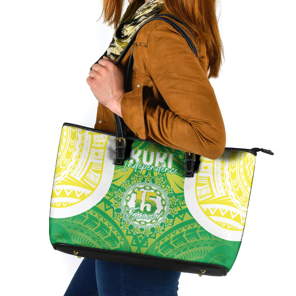 Kuki Independence 2026 Leather Tote Bag Cook Islands 15 Finest Green Version LT05 Green - Polynesian Pride