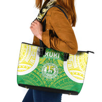 Kuki Independence 2026 Leather Tote Bag Cook Islands 15 Finest Green Version LT05 Green - Polynesian Pride