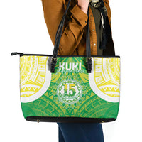 Kuki Independence 2026 Leather Tote Bag Cook Islands 15 Finest Green Version LT05 - Polynesian Pride