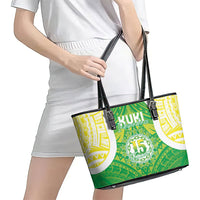 Kuki Independence 2026 Leather Tote Bag Cook Islands 15 Finest Green Version LT05 - Polynesian Pride